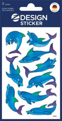 Matrica, papír, 2 ív, 76x120 mm, AVERY ZWECKFORM, "Z-Design No.53444", csillogó delfinek