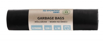 Szemeteszsák, extra erős, 120 l, 10 db, 35 µ, DONAU "Eco", fekete