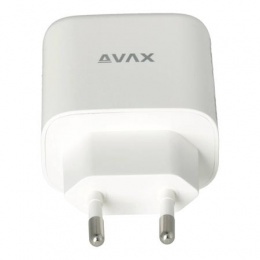 Hálózati töltő, GaN, USB-A + USB-C, AVAX "CH360 Speedy", fehér